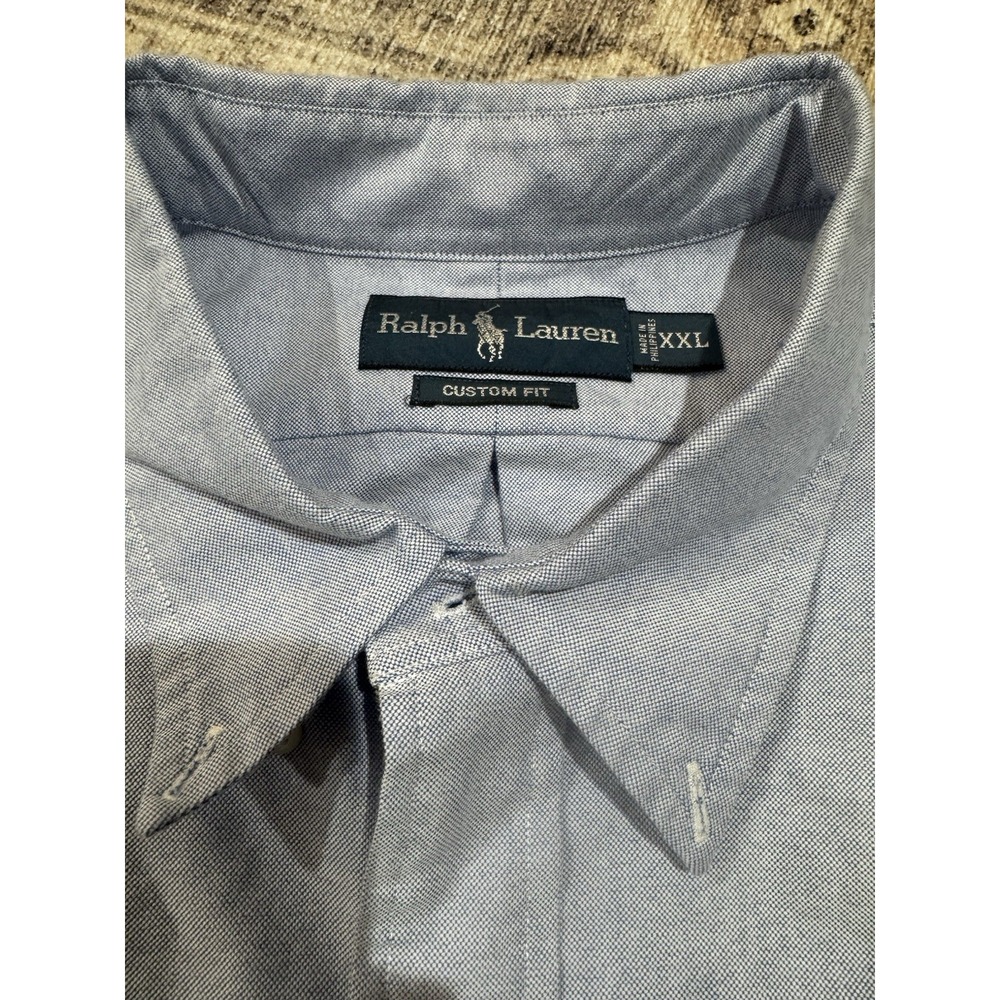 Men's Ralph Lauren Blue Tweed, Long Sleeve Button Up, Custom Fit Size Xxl